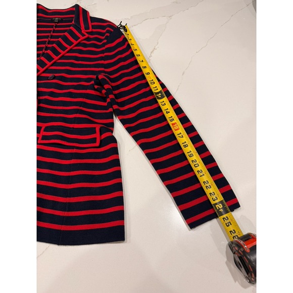 Talbots Blazer Womens XLP Red Blue Striped Knit Double Breasted Career Preppy - Picture 7 of 9